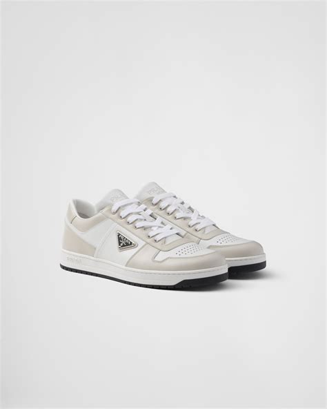 light grey prada shoes|White/dusty Gray Downtown Leather Sneakers .